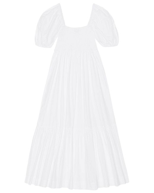 Ganni White Cotton Poplin Maxi Dress