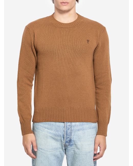AMI Blue Ami De Coeur Crew Neck Sweater for men