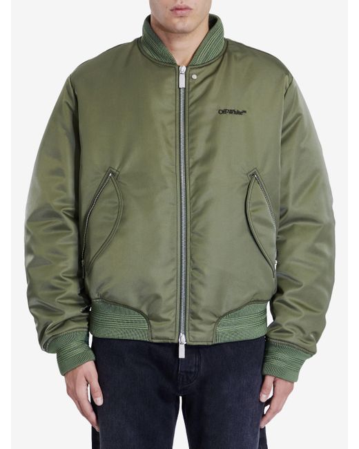 Off-White c/o Virgil Abloh Green Four Leaf Clover Bomber Jacket for men