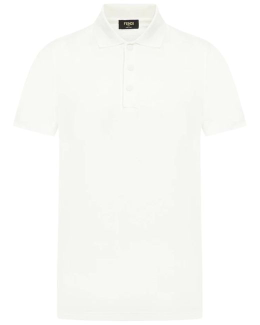 Fendi White Ff Cotton Polo Shirt for men