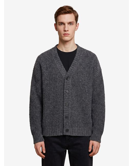 Roberto Collina Gray Anthracite Wool Cardigan Over for men