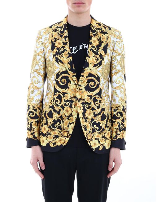 Versace Blazer Gold Hibiscus in Metallic for Men | Lyst