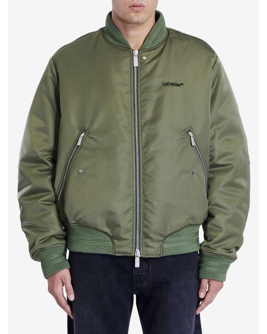 Off-White c/o Virgil Abloh Green Four Leaf Clover Bomber Jacket for men