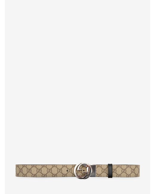 Gucci White Reversible Gg Supreme Belt for men