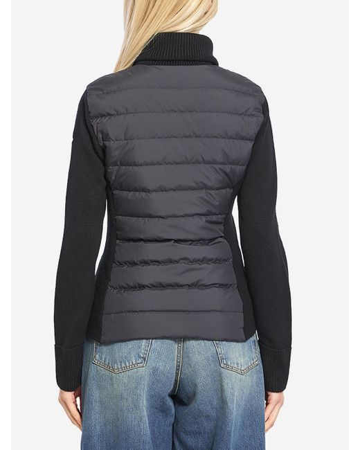 Moncler Black Padded Cardigan With High Collar