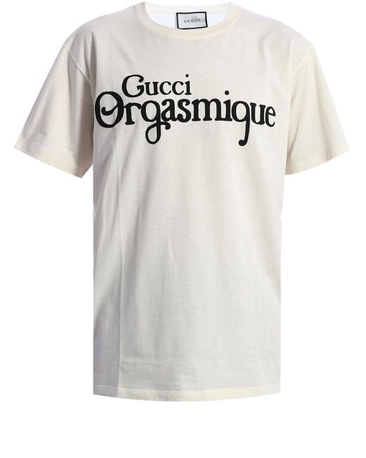 Gucci White Orgasmique Print Oversize T-shirt for men