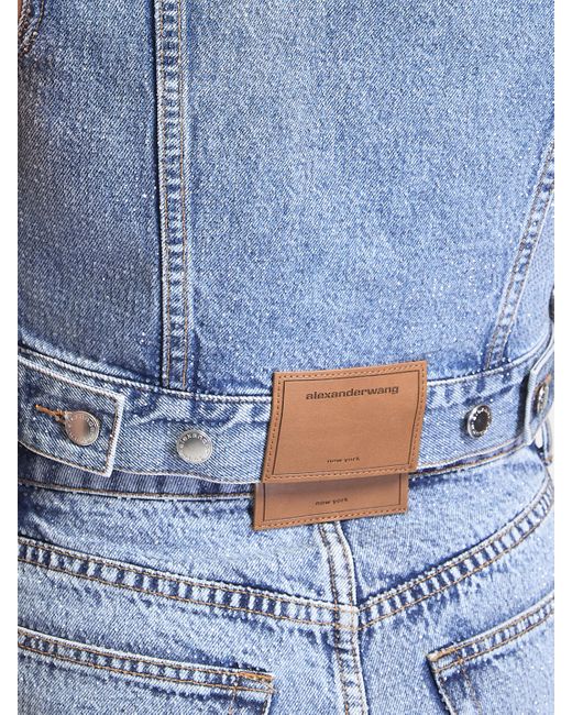 Alexander Wang Blue Clear Bead Hotfix Denim Vest