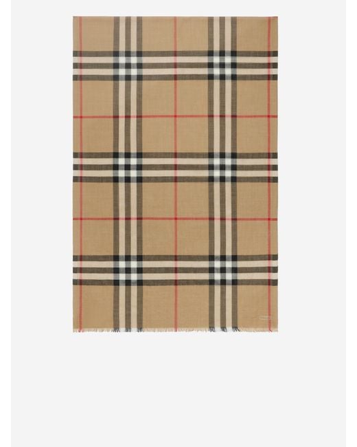 Burberry Natural Check Wool And Silk Scarf
