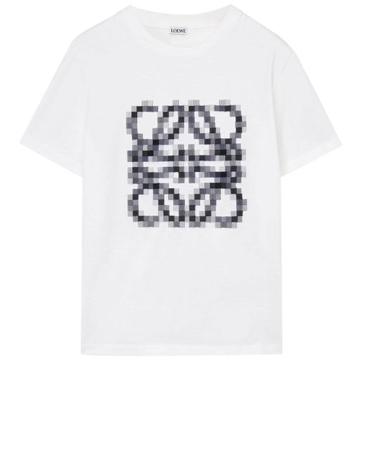 Loewe White Pixelated Anagram Regular Fit T-shirt In Cotton