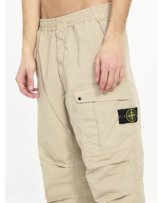 Stone Island Natural Loose Cargo Pants for men