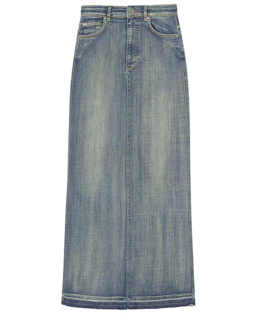 Ganni Denim Longuette Skirt in Blue | Lyst