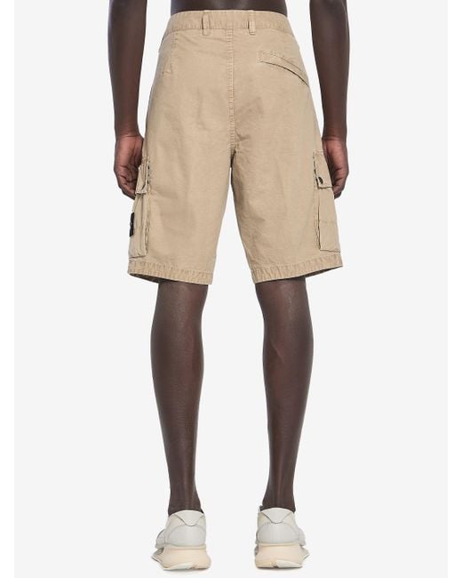 Stone Island Natural Slim Cargo Bermuda Shorts for men