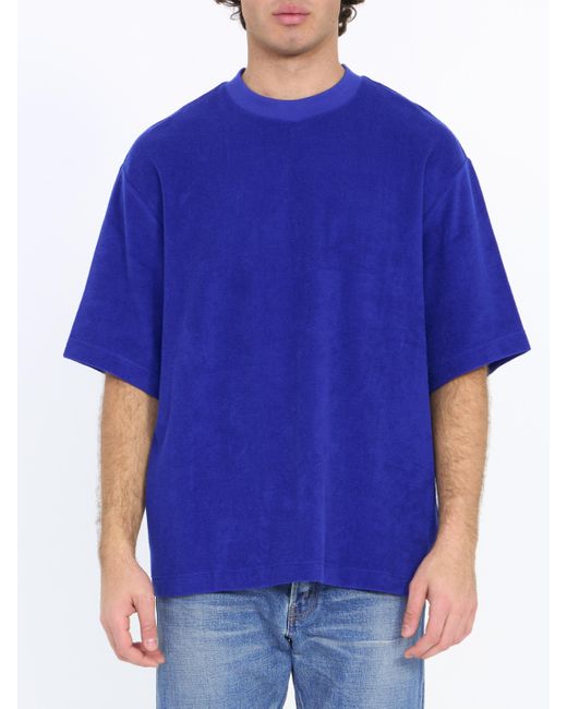 Burberry Blue Cotton Terry Tshirt for men