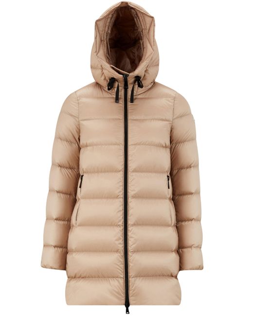 Moncler Suyen Long Down Jacket in Natural | Lyst