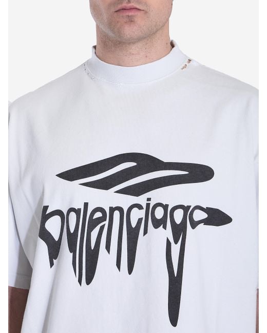 Balenciaga Blue 3B Liquified Oversize Tshirt for men
