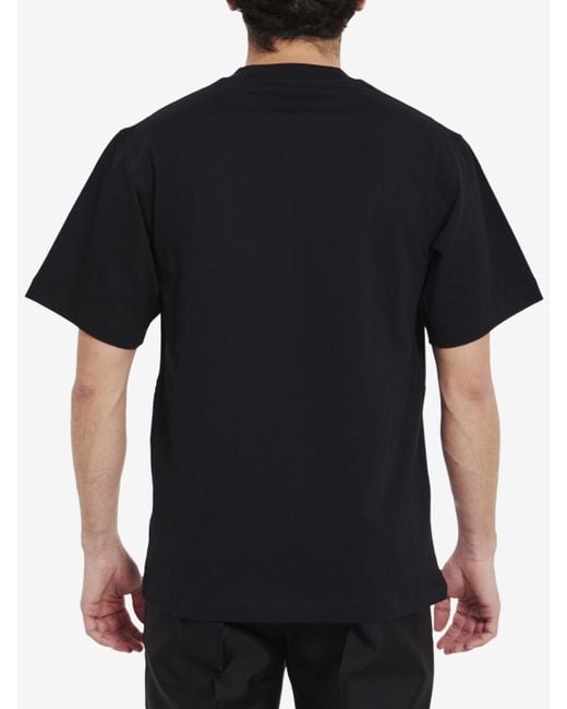 T-shirt in jersey di cotone con stampa di Burberry in Black da Uomo