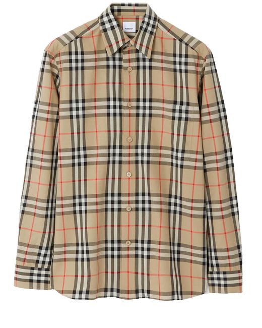 Burberry Natural Caxton Checked Cotton Shirt for men