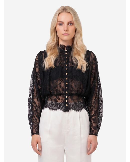 Self-Portrait Black Lace High Neck Blouse