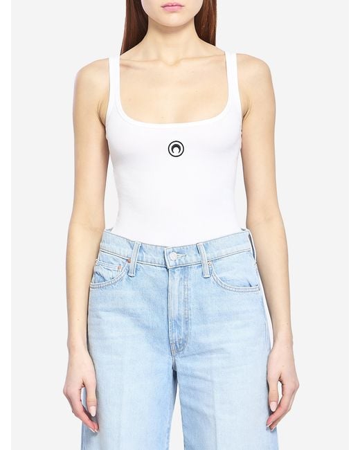 MARINE SERRE Blue Cropped Tank Top