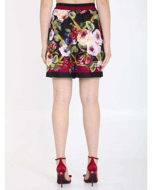Dolce & Gabbana Red Roseto Print Shorts