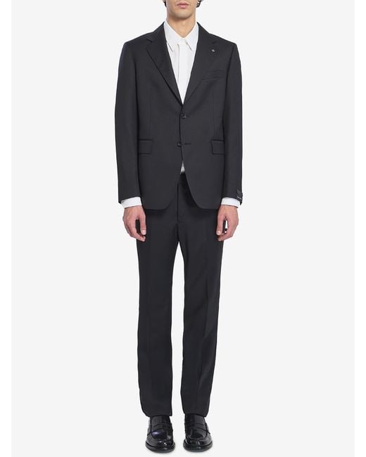 Tagliatore Black Singlebreasted Suit for men