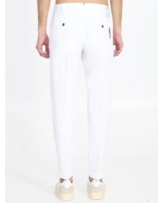 PT Torino White Cotton Pants for men
