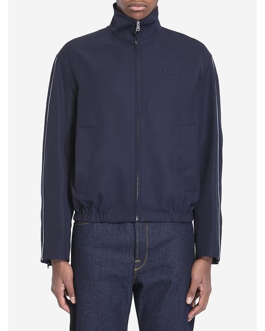 Gucci Blue Embroidered Jacket for men