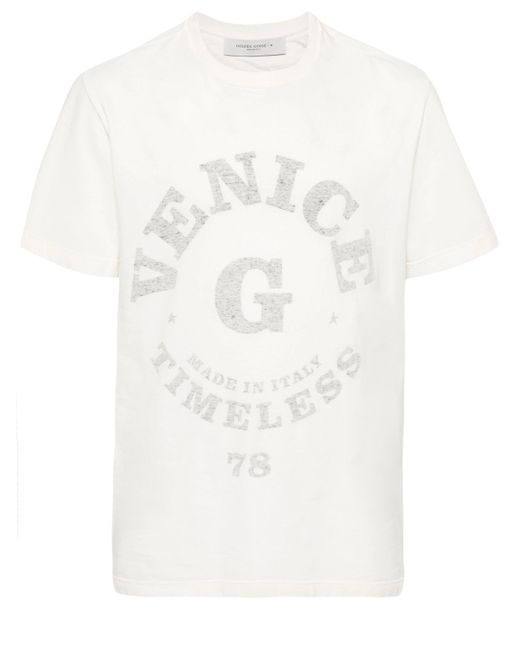 Tshirt Con Stampa di Golden Goose Deluxe Brand in White da Uomo