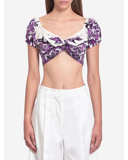 Dolce & Gabbana White Top With Maiolica Print