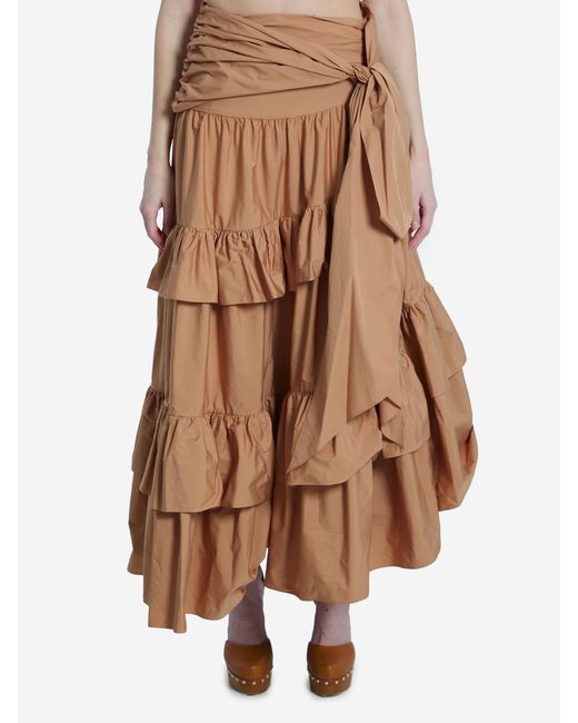 Chloé Brown Maxi Skirt With Ruffles