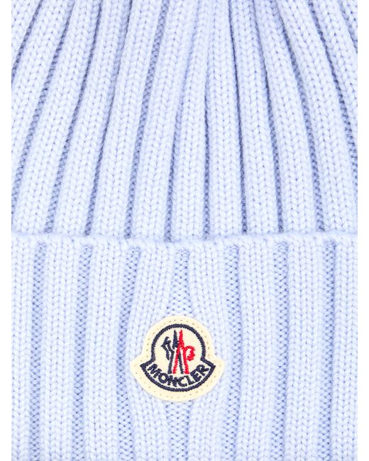 Moncler White Wool Beanie With Pom Pom