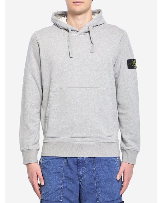 Stone Island Gray Cotton Hoodie for men