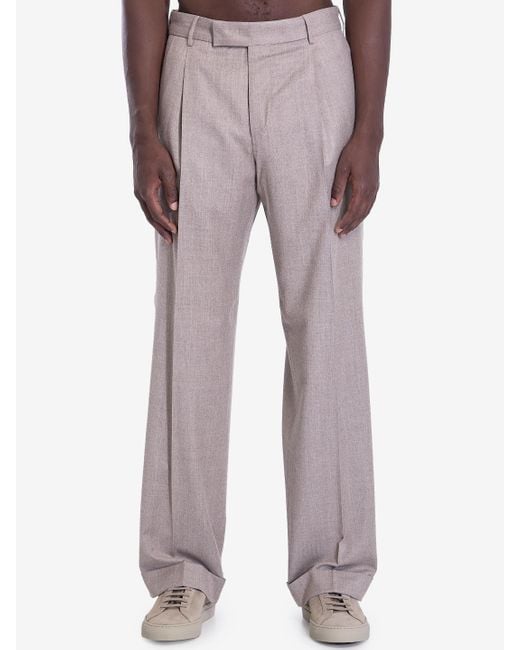PT Torino Natural Beige Virgin Wool-Silk Trousers for men