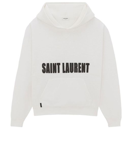 Saint Laurent White Agafay Print Hoodie for men