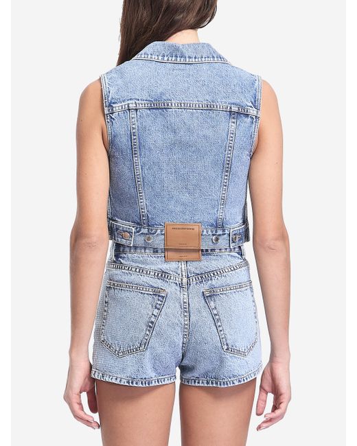 Alexander Wang Blue Clear Bead Hotfix Denim Vest