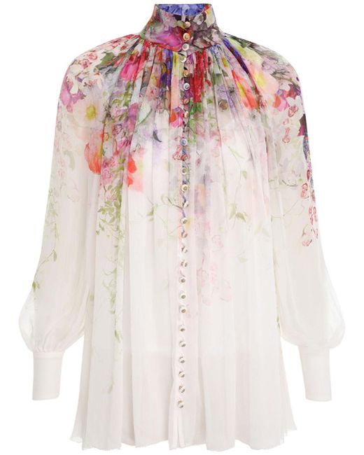 Zimmermann Prima Floral Smock Top in White Lyst Canada