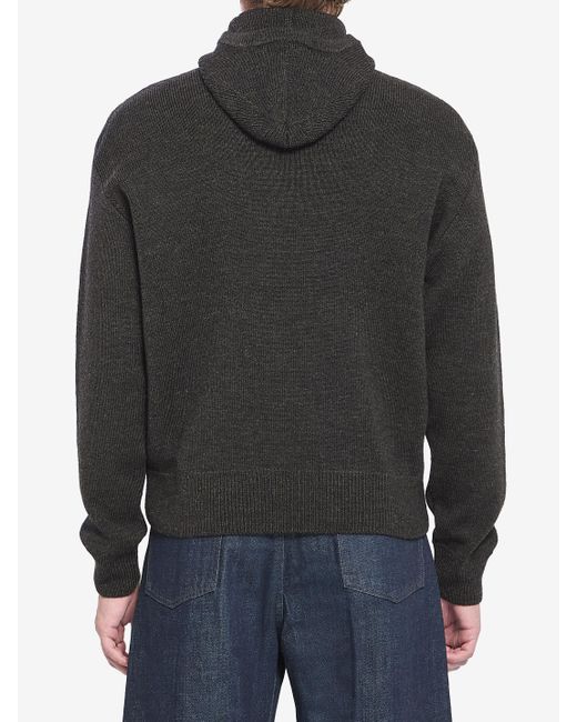 Lemaire Gray Hooded Sweater for men