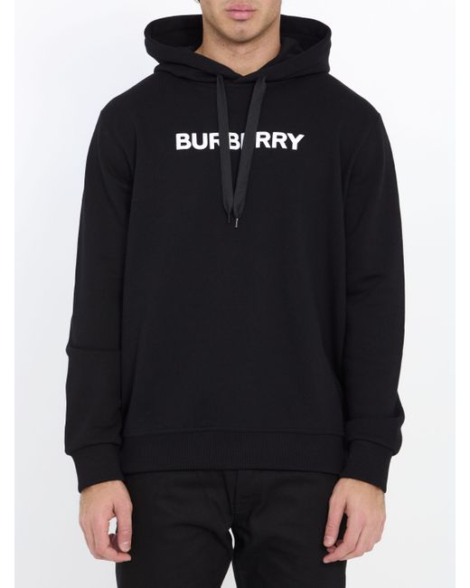 Felpa Con Logo di Burberry in Black da Uomo