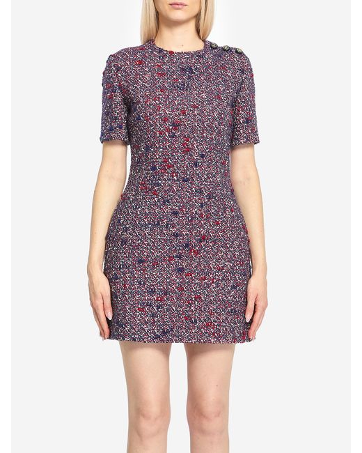 Gucci Purple Wool Boucl Dress