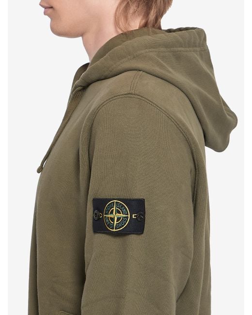 Stone Island Green Organic Cotton Hooded Sweatshirt for men
