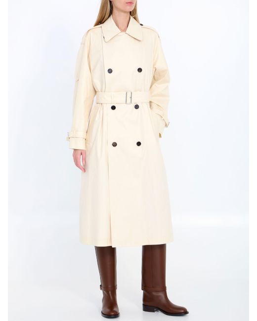 Trench lungo in gabardine di Burberry in Natural