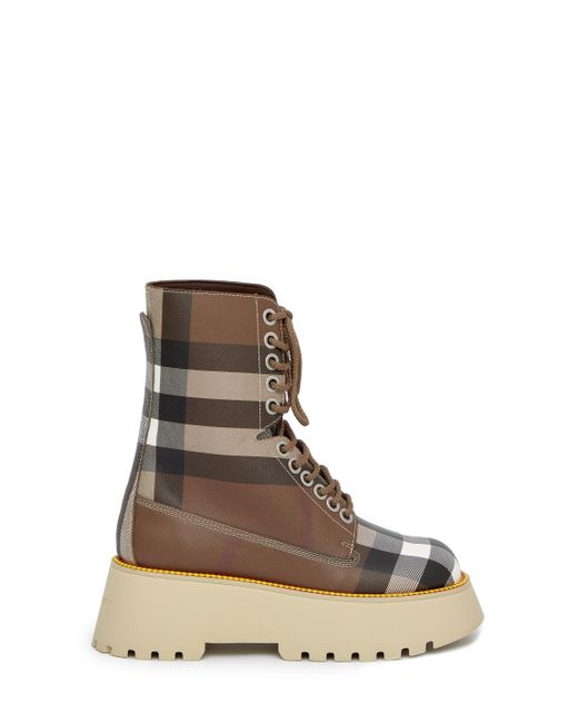 Burberry Brown Check Combat Boots