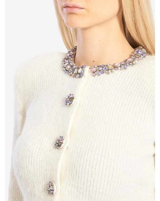 Self-Portrait Natural Embellished Trim Cardigan