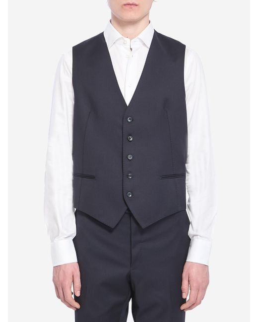 Tagliatore Blue Wool Vest for men