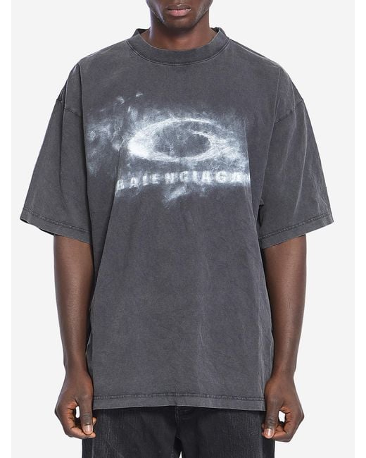Balenciaga Gray Washed Crayon Loop Tshirt for men
