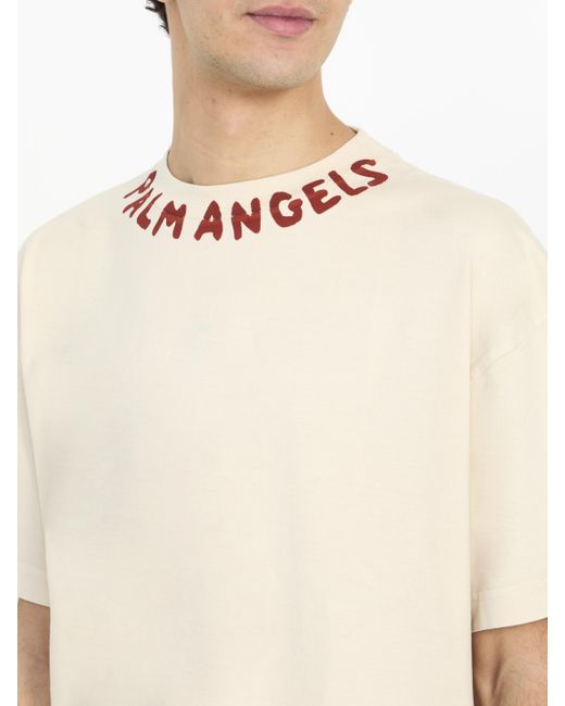 Palm Angels White Tshirt With Logo for men