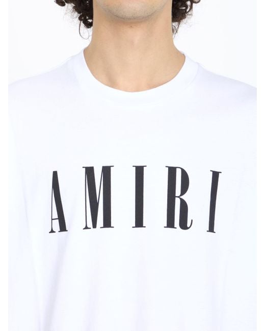 T-shirt in jersey di cotone con logo stampato di Amiri in White da Uomo