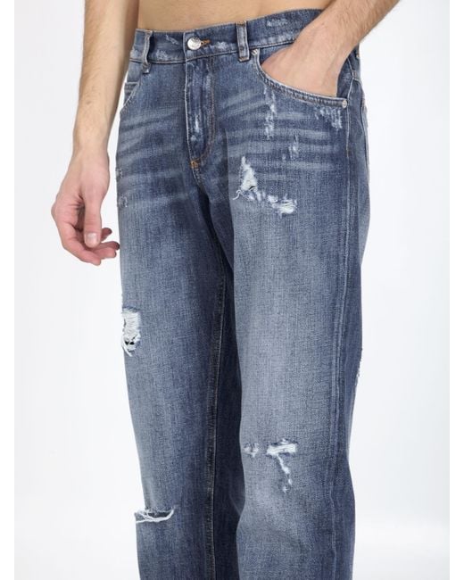 Dolce & Gabbana Blue Distressed Denim Jeans for men