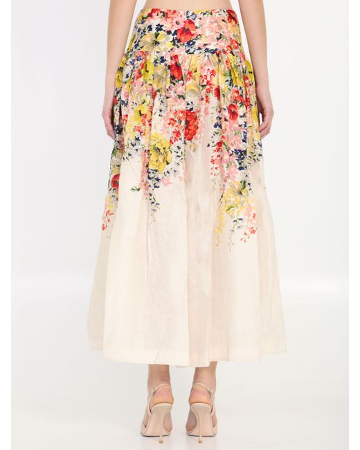 Gonna alight midi ivory floral di Zimmermann in White