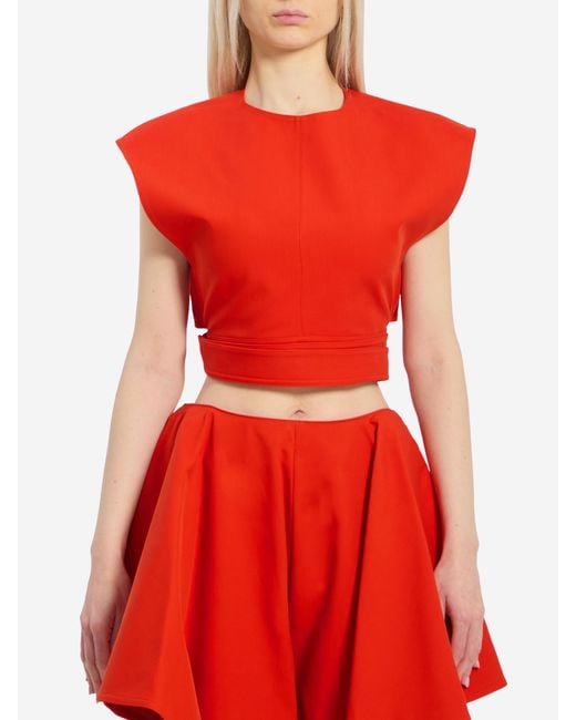 Alaïa Red Cotton Top With Belt